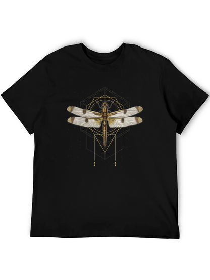 Geometric Dragonfly Graphic Tee - Stylish Mens Black T-Shirt