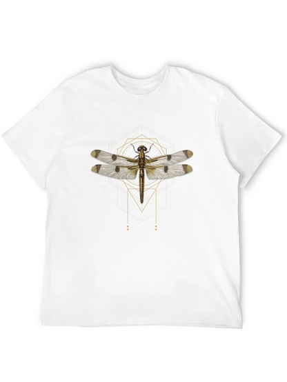 Geometric Dragonfly Graphic Tee - Stylish Mens Black T-Shirt