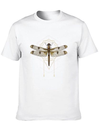 Geometric Dragonfly Graphic Tee - Stylish Mens Black T-Shirt