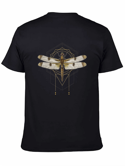 Geometric Dragonfly Graphic Tee - Stylish Mens Black T-Shirt