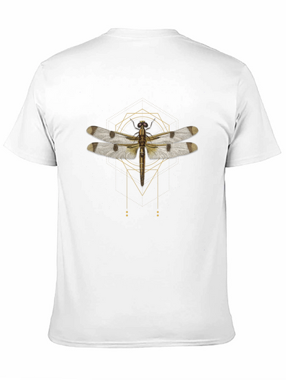 Geometric Dragonfly Graphic Tee - Stylish Mens Black T-Shirt