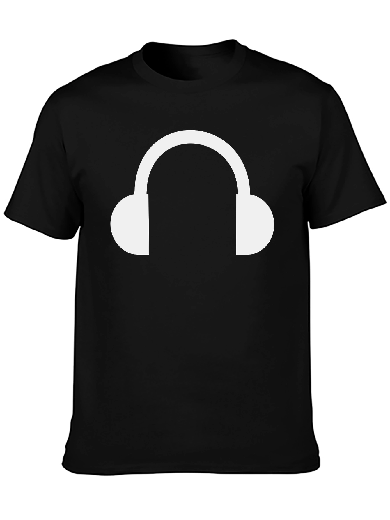 Headphone Graphic Tee - Black Cotton T-Shirt
