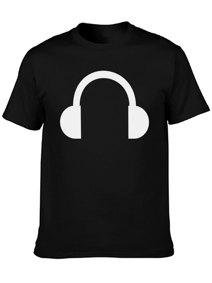 Headphone Graphic Tee - Black Cotton T-Shirt