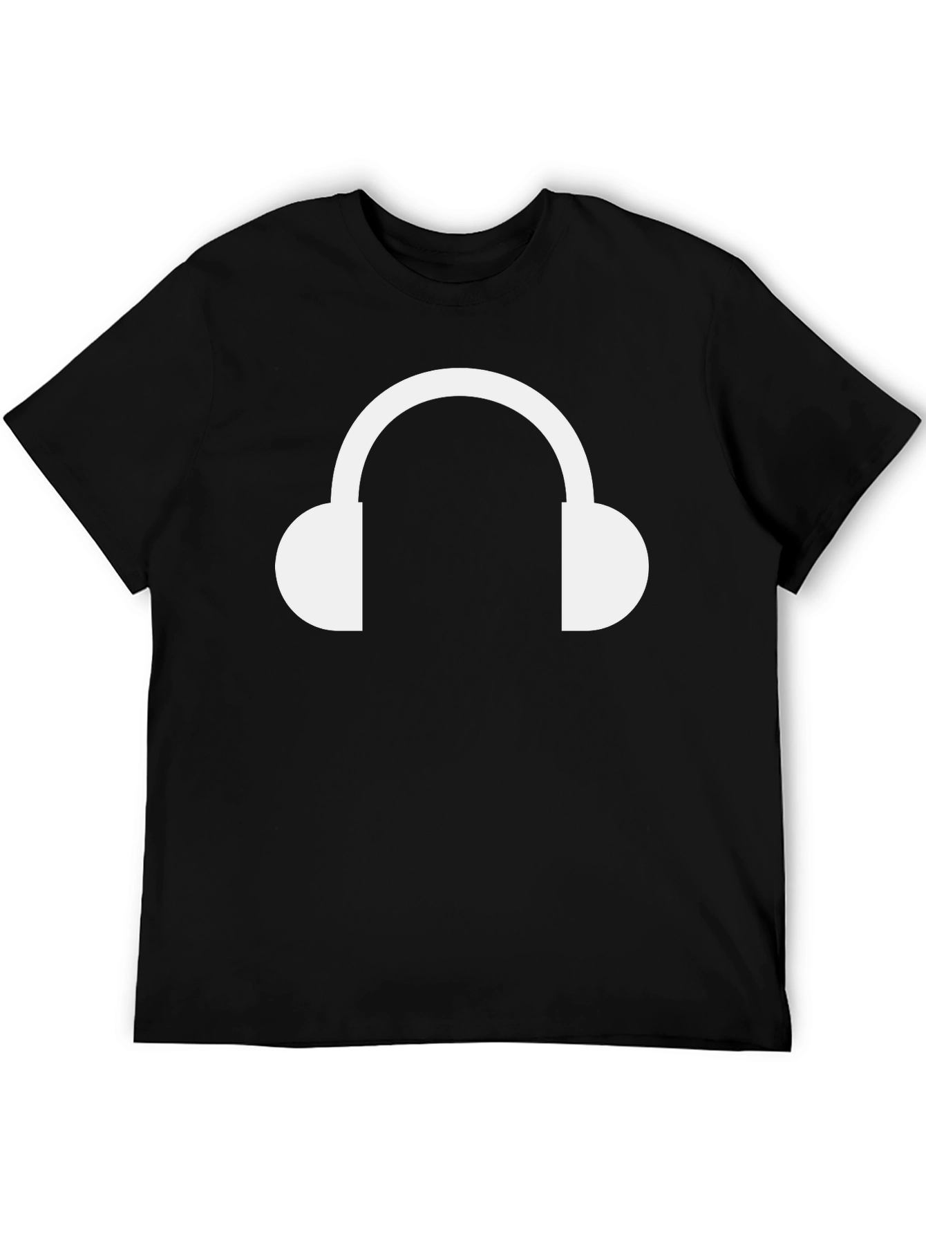 Headphone Graphic Tee - Black Cotton T-Shirt