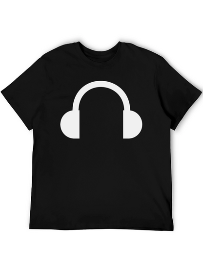 Headphone Graphic Tee - Black Cotton T-Shirt
