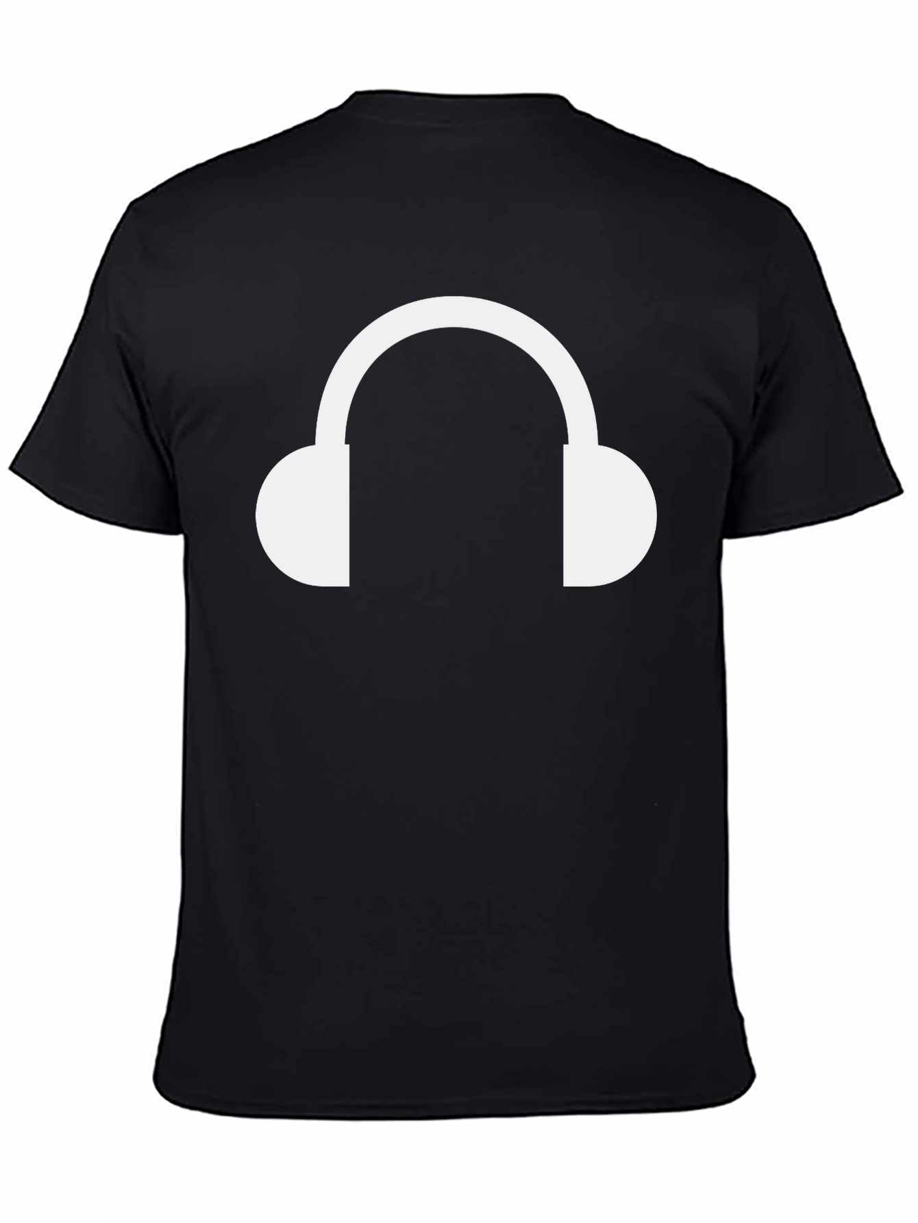 Headphone Graphic Tee - Black Cotton T-Shirt