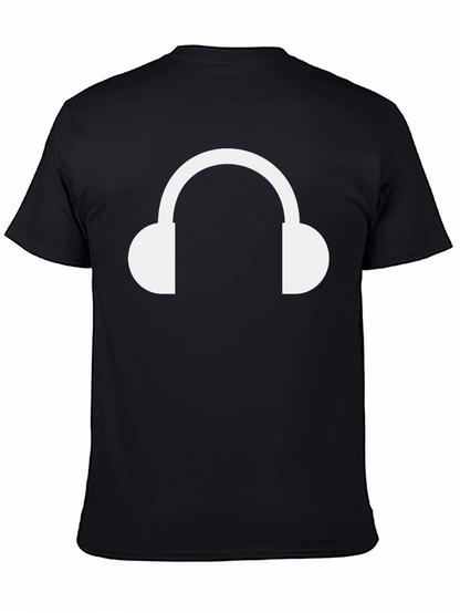 Headphone Graphic Tee - Black Cotton T-Shirt
