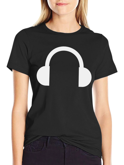 Headphone Graphic Tee - Black Cotton T-Shirt