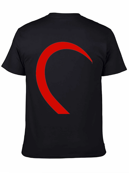Black T-Shirt with Red Crescent Design