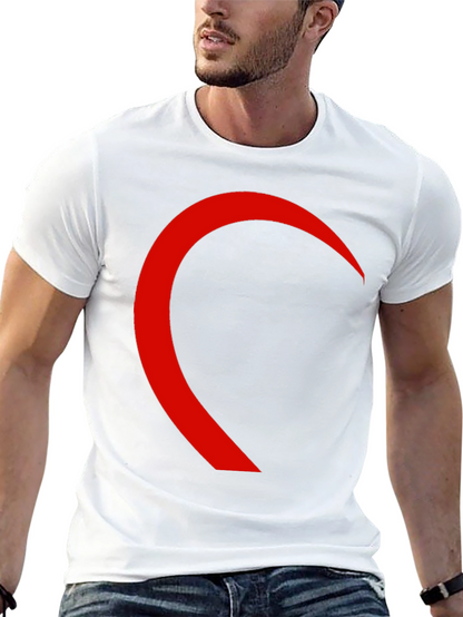 Black T-Shirt with Red Crescent Design