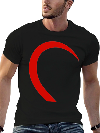 Black T-Shirt with Red Crescent Design