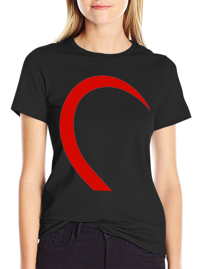 Black T-Shirt with Red Crescent Design
