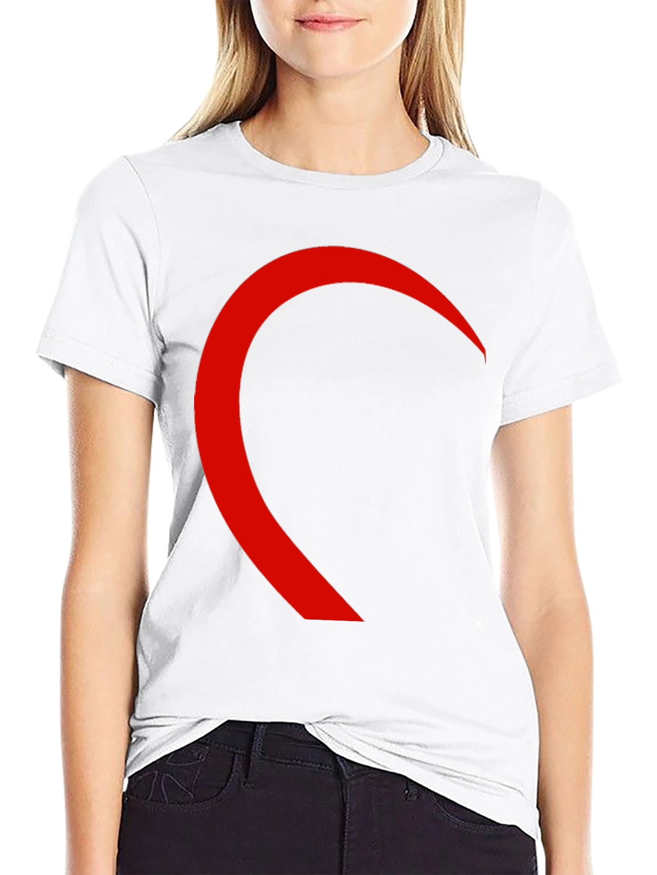 Black T-Shirt with Red Crescent Design