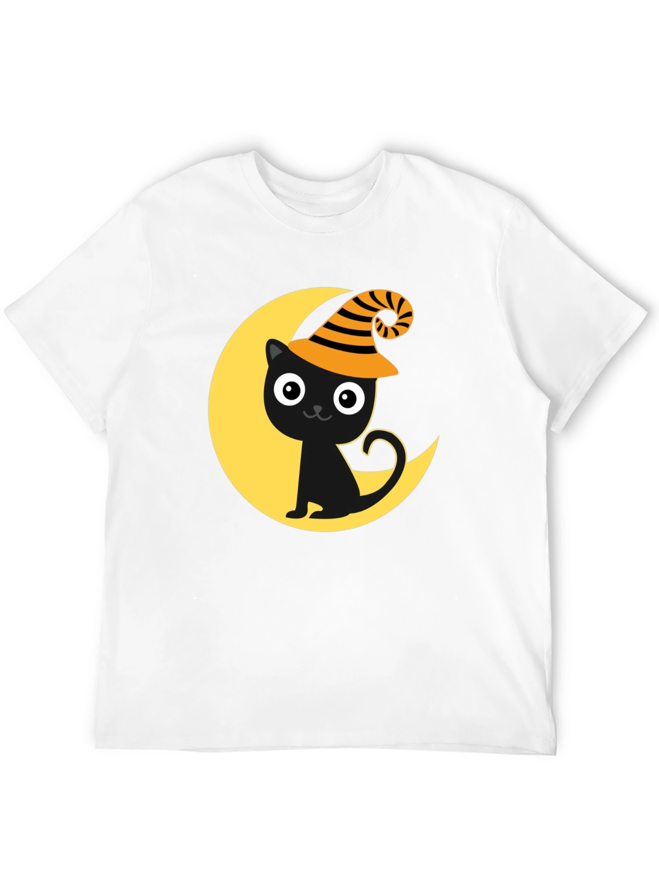 Halloween Cat Moon Graphic Tee - Spooky Season Shirt
