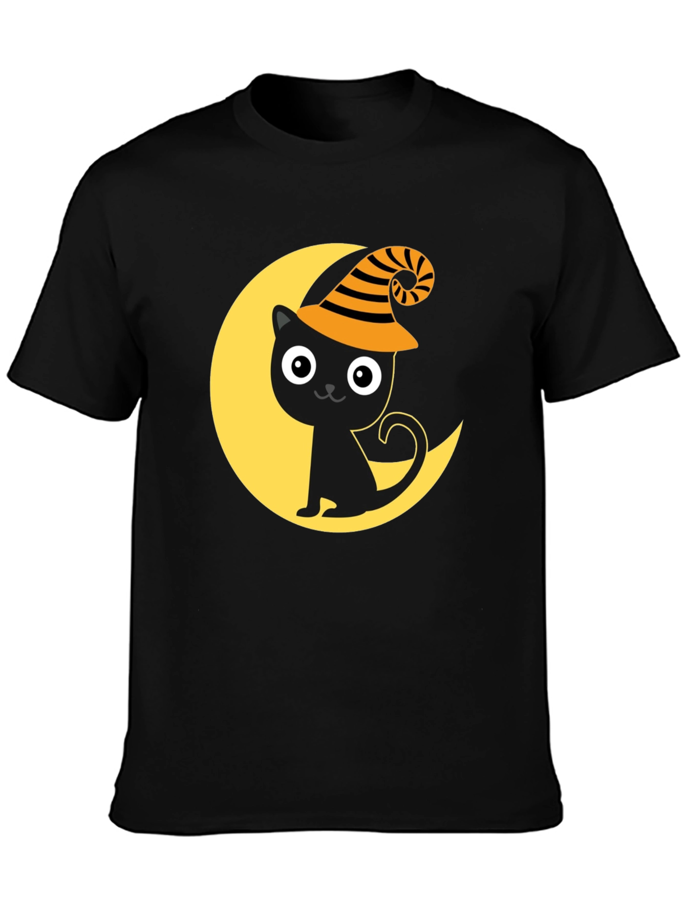 Halloween Cat Moon Graphic Tee - Spooky Season Shirt