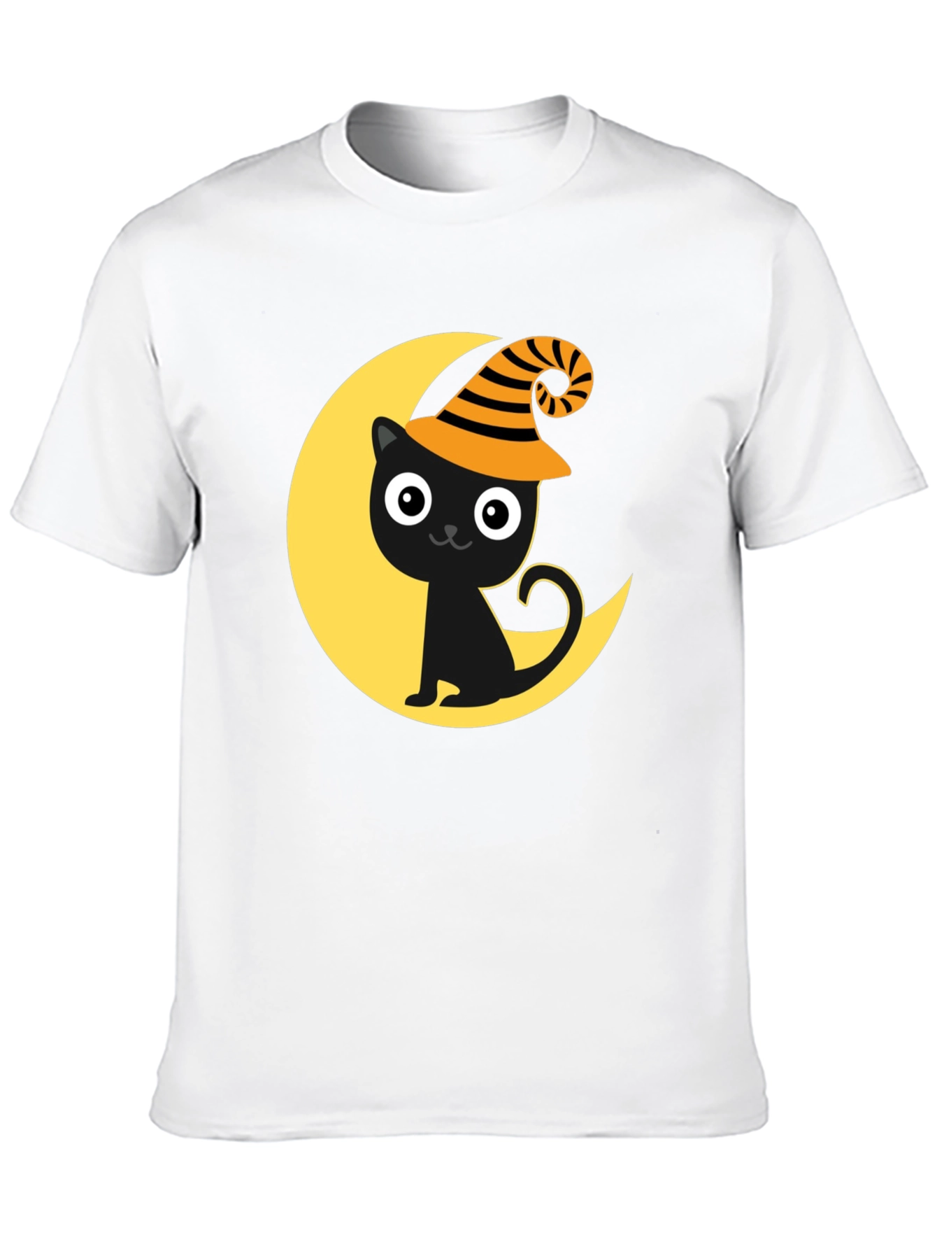 Halloween Cat Moon Graphic Tee - Spooky Season Shirt