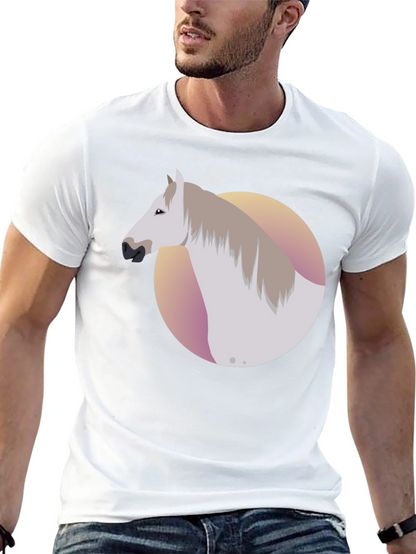 Horse Graphic Tee - Black Cotton Blend Shirt
