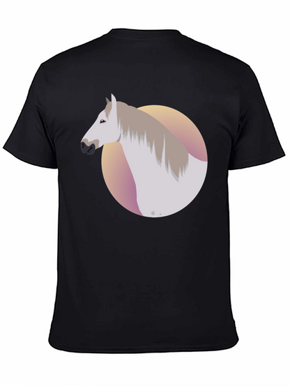 Horse Graphic Tee - Black Cotton Blend Shirt
