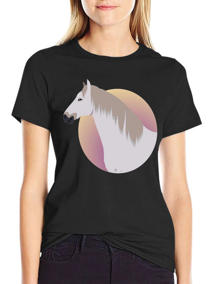 Horse Graphic Tee - Black Cotton Blend Shirt