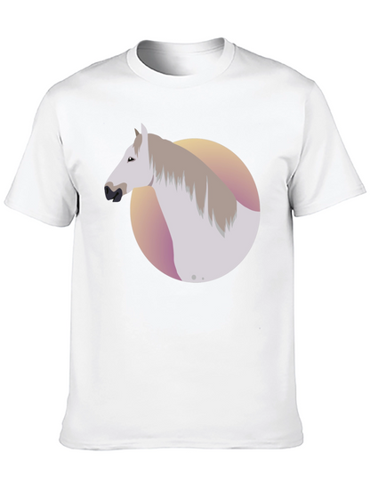 Horse Graphic Tee - Black Cotton Blend Shirt