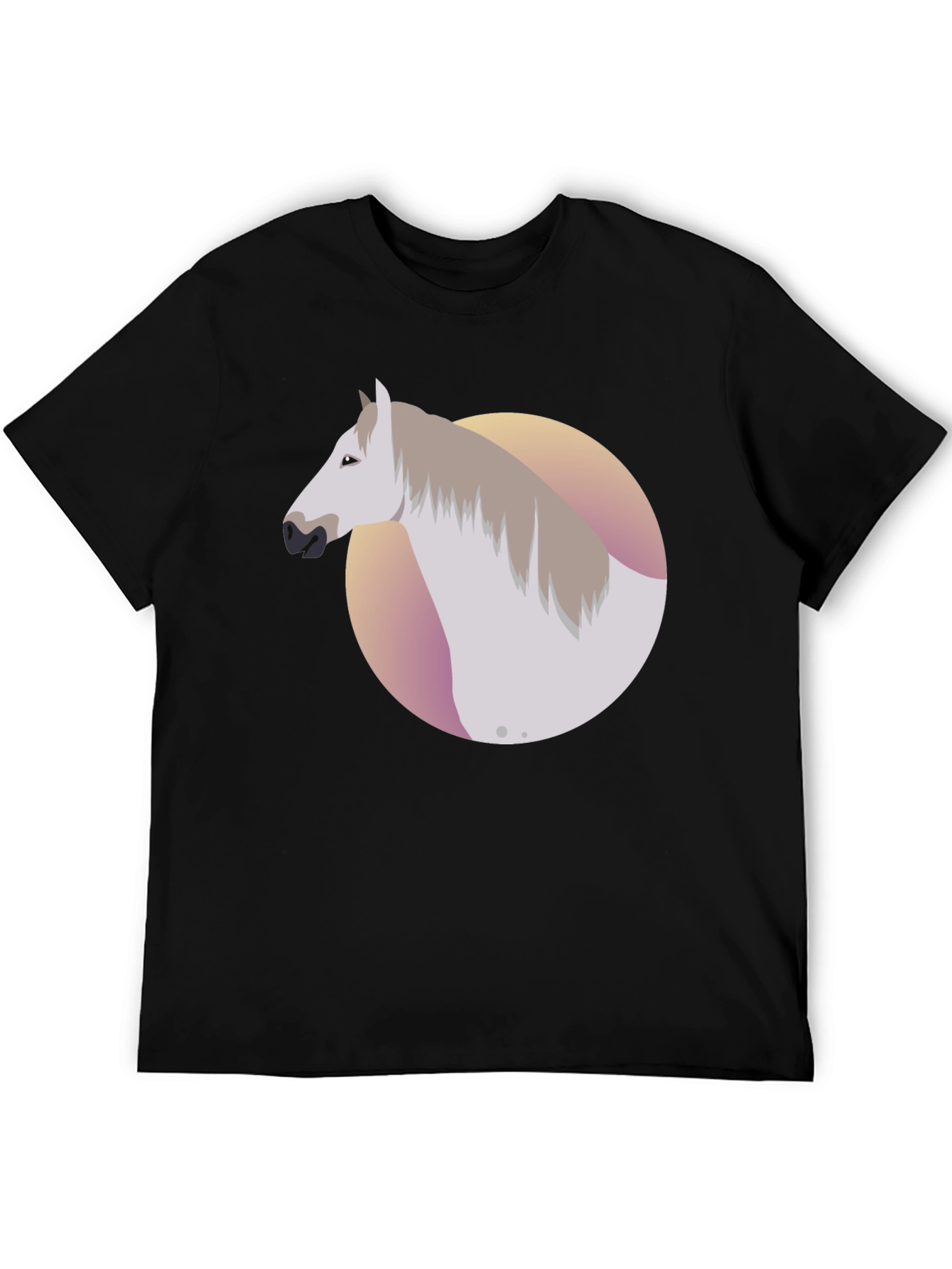 Horse Graphic Tee - Black Cotton Blend Shirt