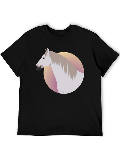 Horse Graphic Tee - Black Cotton Blend Shirt