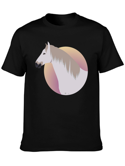 Horse Graphic Tee - Black Cotton Blend Shirt