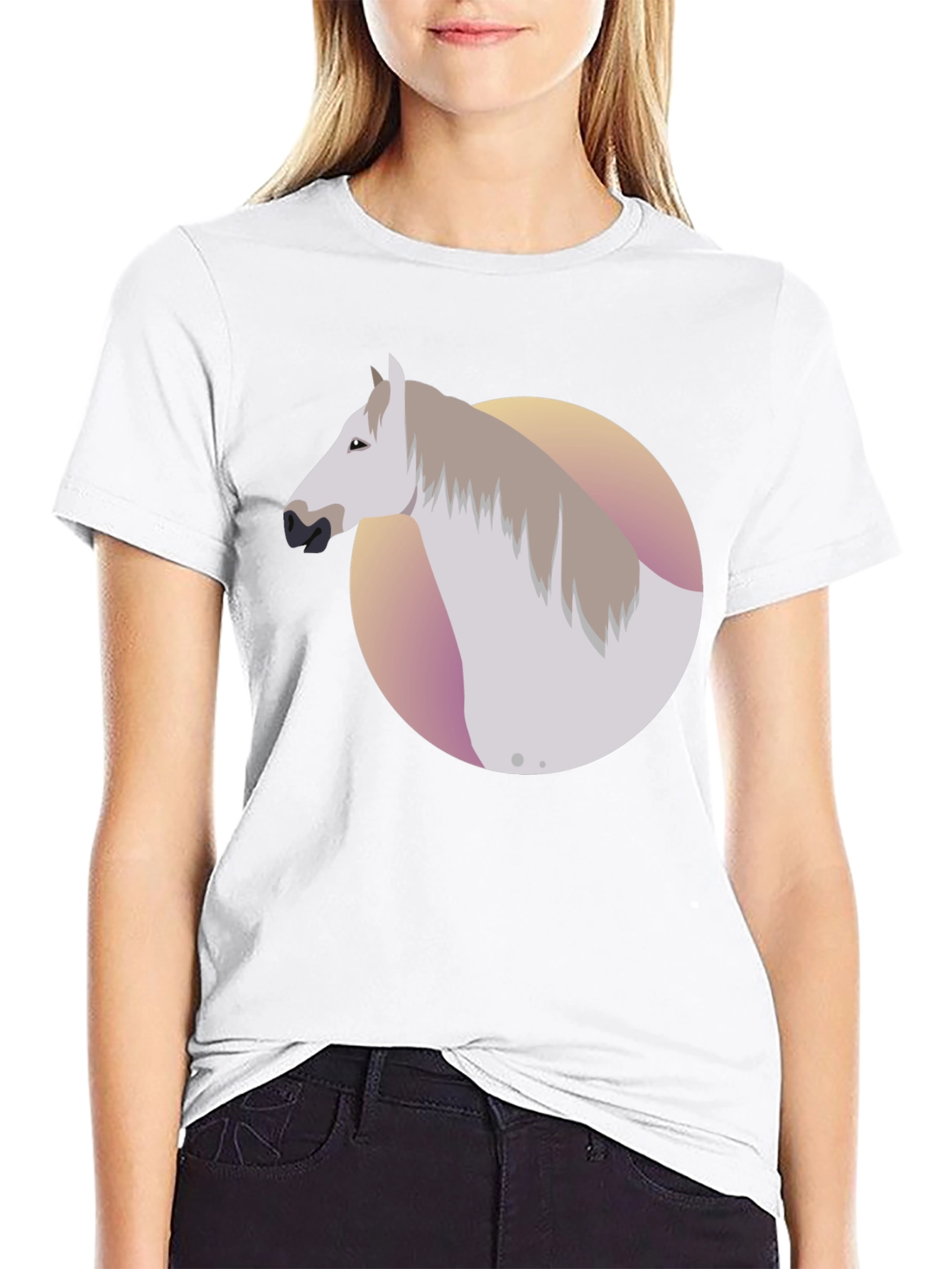 Horse Graphic Tee - Black Cotton Blend Shirt