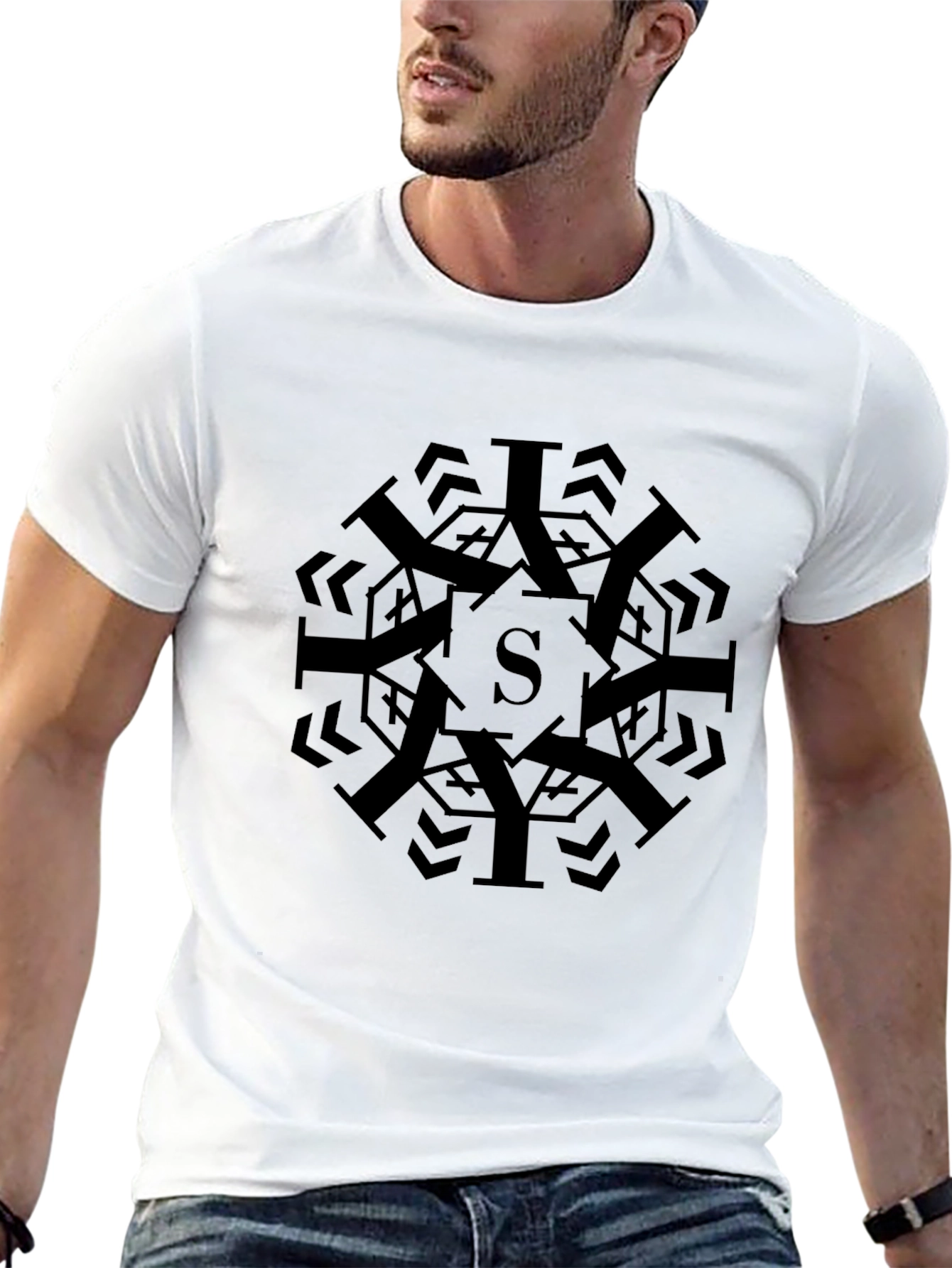 Modern Geometric S Black Graphic Tee