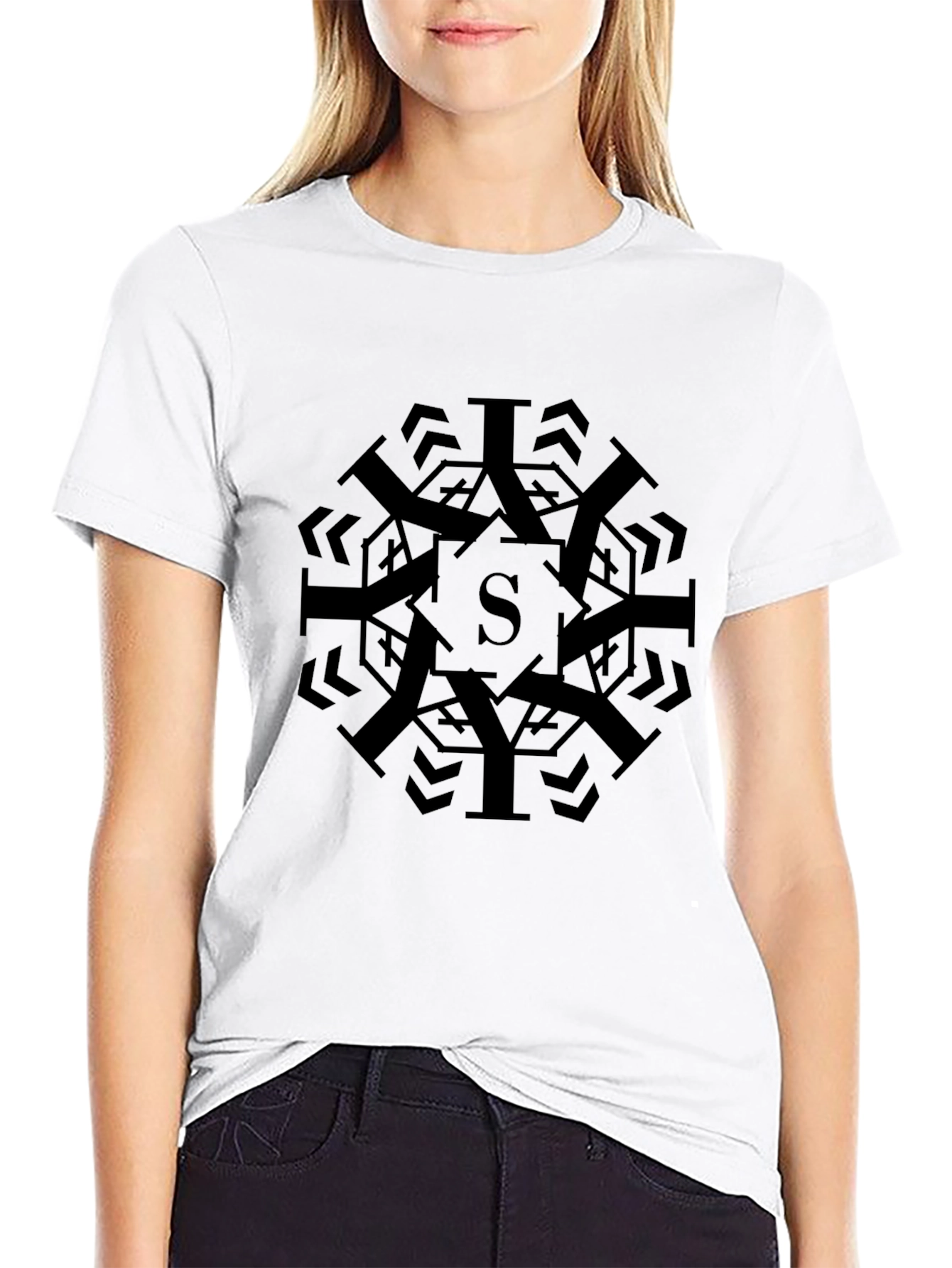 Modern Geometric S Black Graphic Tee
