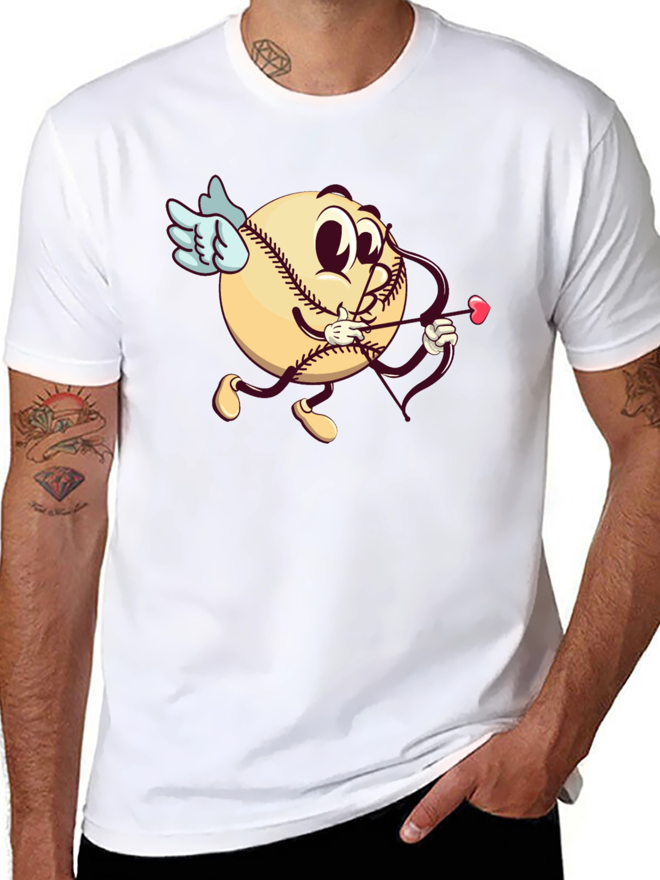 Baseball Cupid Graphic T-Shirt