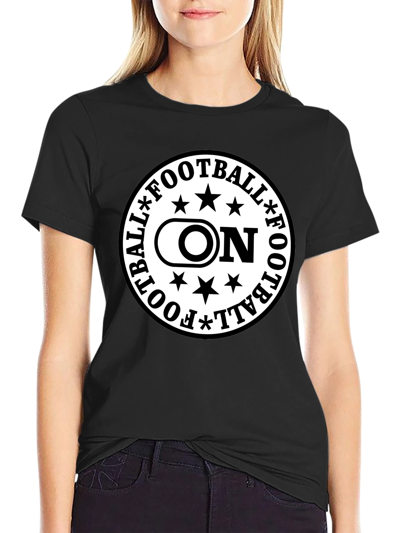 Football On Graphic Tee - Black
