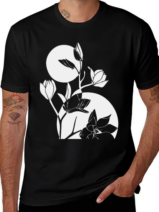 Floral Graphic Tee - Stylish Black T-Shirt