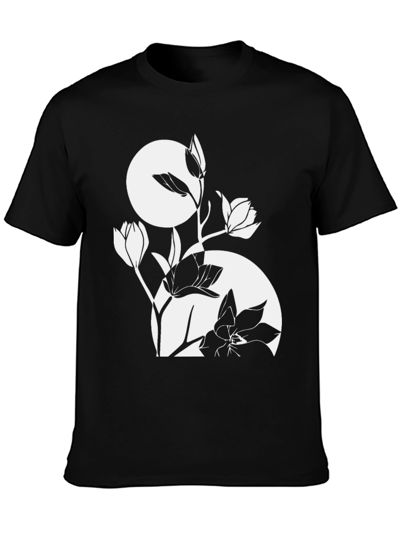 Floral Graphic Tee - Stylish Black T-Shirt