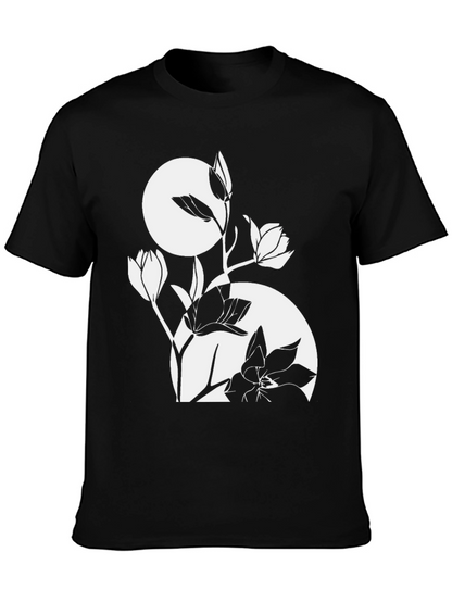 Floral Graphic Tee - Stylish Black T-Shirt