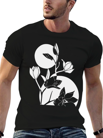 Floral Graphic Tee - Stylish Black T-Shirt
