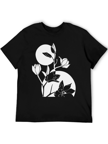 Floral Graphic Tee - Stylish Black T-Shirt