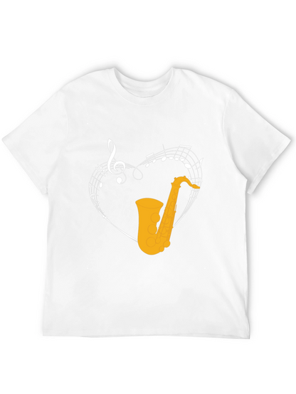 Saxophone Heart Graphic T-Shirt - Music Lover Tee