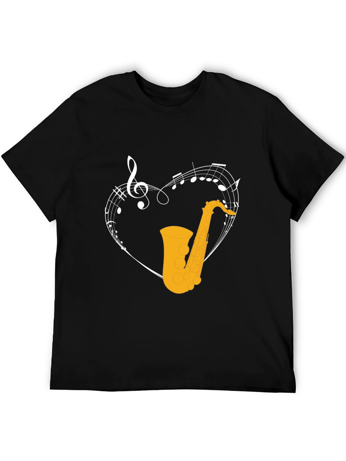 Saxophone Heart Graphic T-Shirt - Music Lover Tee