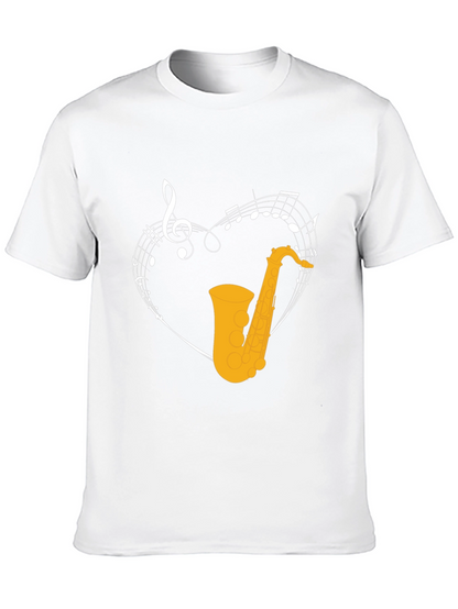 Saxophone Heart Graphic T-Shirt - Music Lover Tee