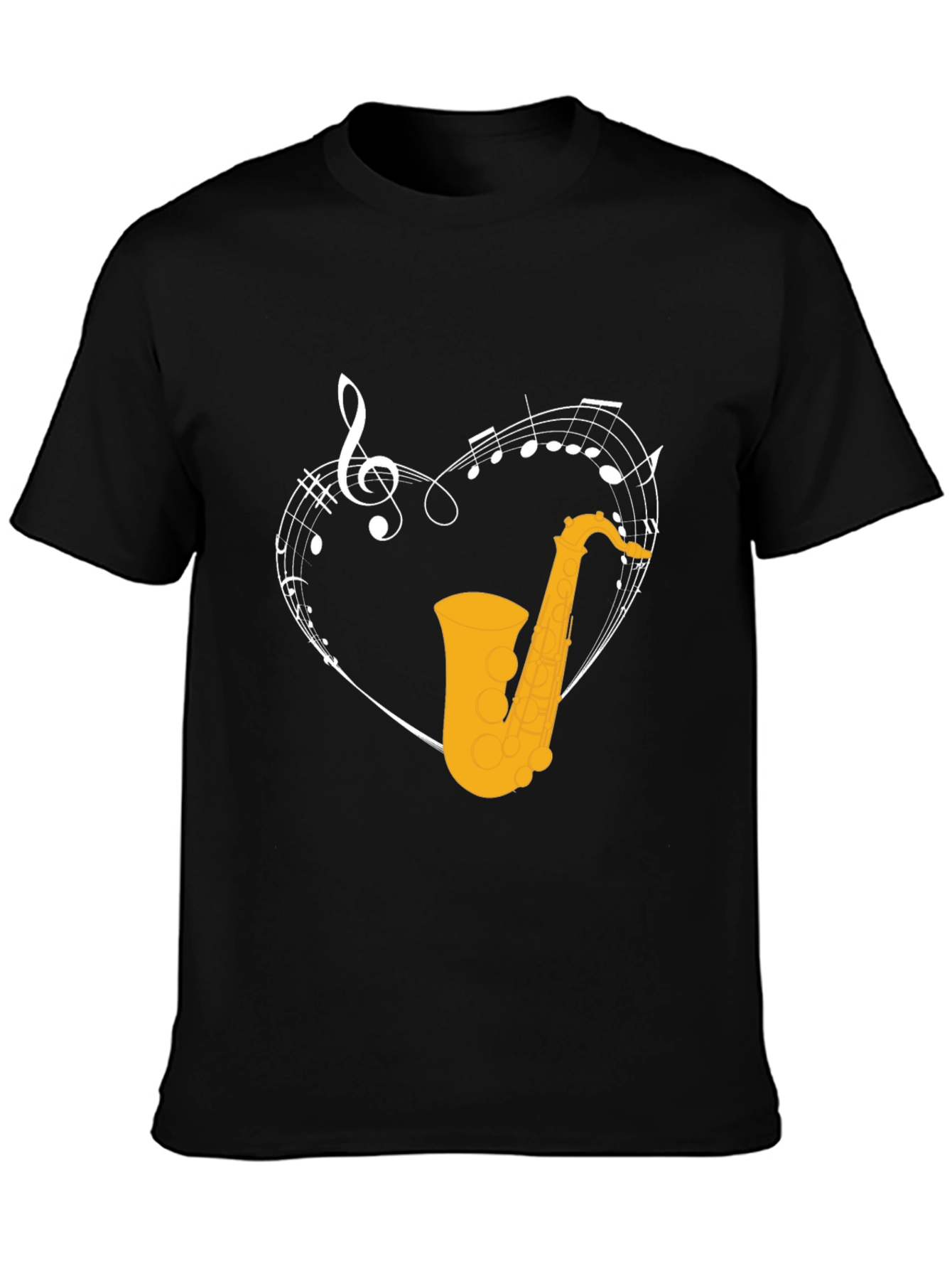 Saxophone Heart Graphic T-Shirt - Music Lover Tee