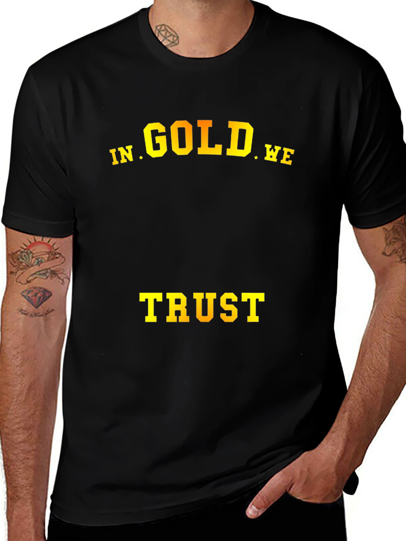 In Gold We Trust T-Shirt - Mens Black Tee