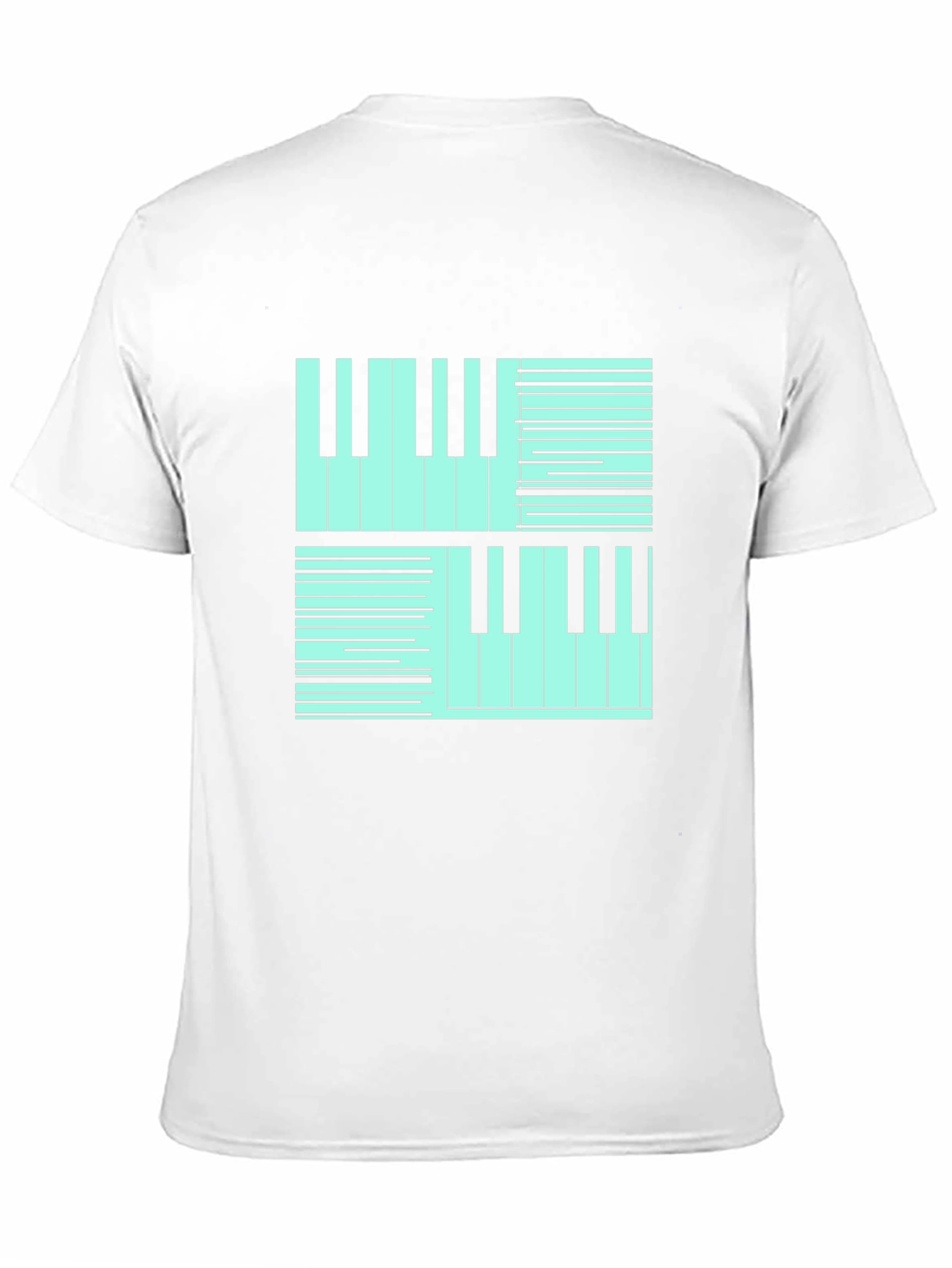 Cool Piano Keys Graphic Print Black T-Shirt