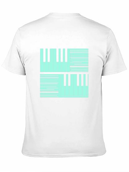 Cool Piano Keys Graphic Print Black T-Shirt