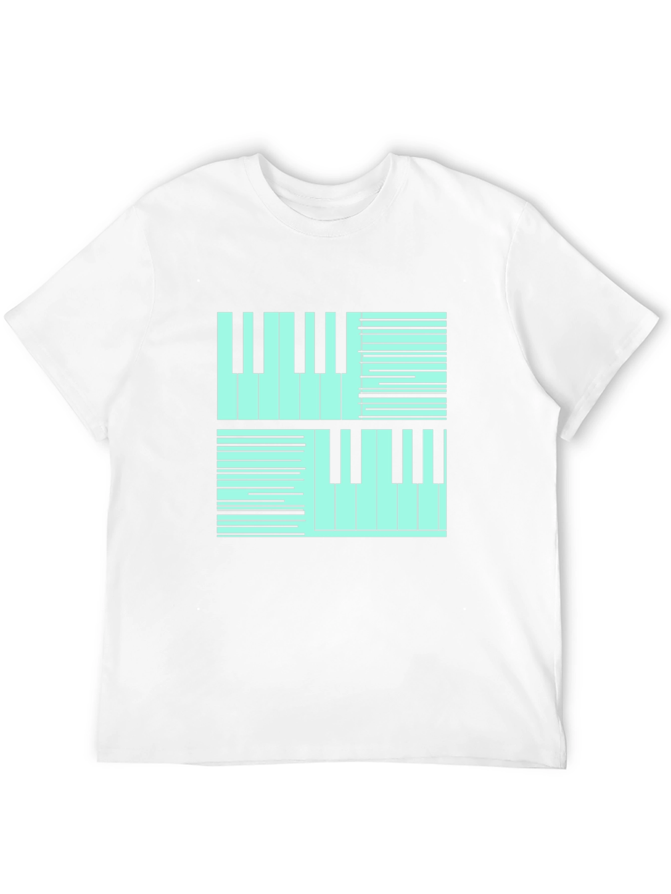Cool Piano Keys Graphic Print Black T-Shirt