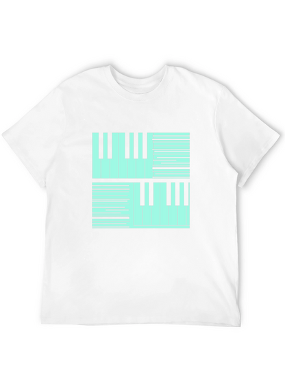 Cool Piano Keys Graphic Print Black T-Shirt