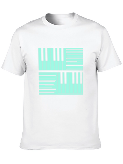 Cool Piano Keys Graphic Print Black T-Shirt
