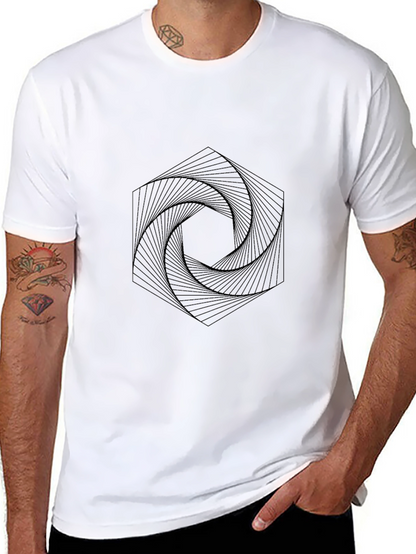 Geometric Swirl Black T-Shirt