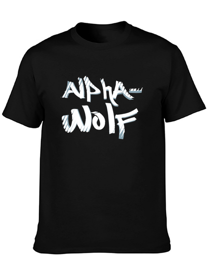 Alpha Wolf Graphic Tee - Black Crew Neck T-Shirt