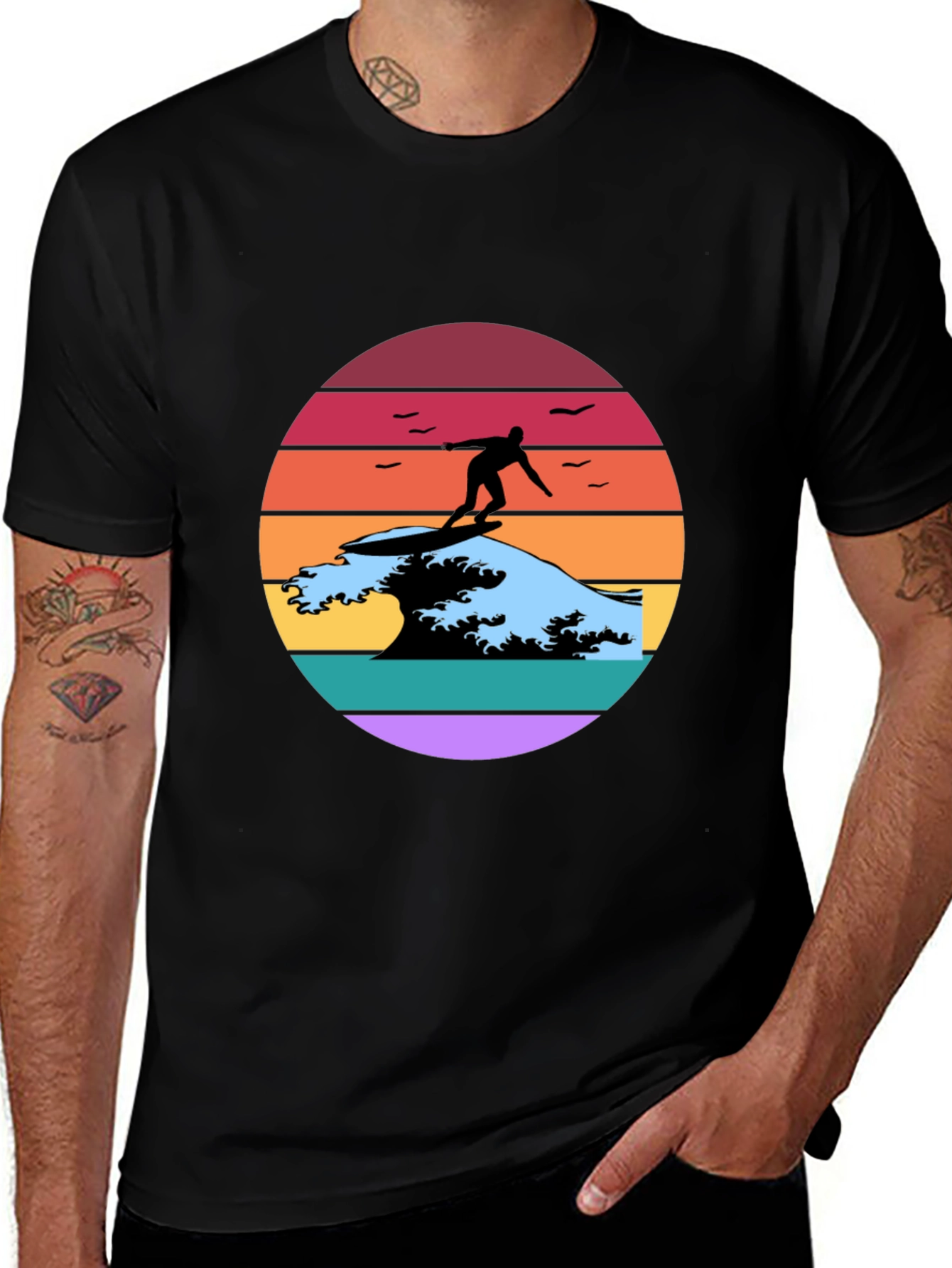 Retro Surfer Wave Graphic Tee
